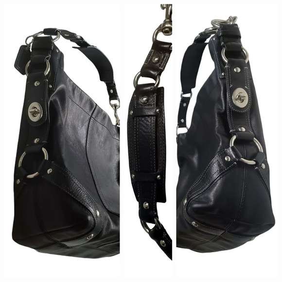 Coach Large Black Leather Carly Shoulder/Hobo Bag 10616 - Picture 2 of 13